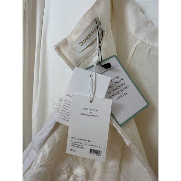 Zimmerman Ivory Postcard Applique Skirt Resort RTW 2022 Sold Out Rare NWT - Picture 7 of 7